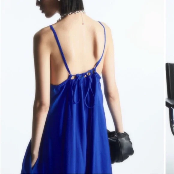 COS V Neck Wide Leg Jumpsuit Womens Size Large Blue - Picture 4 of 11